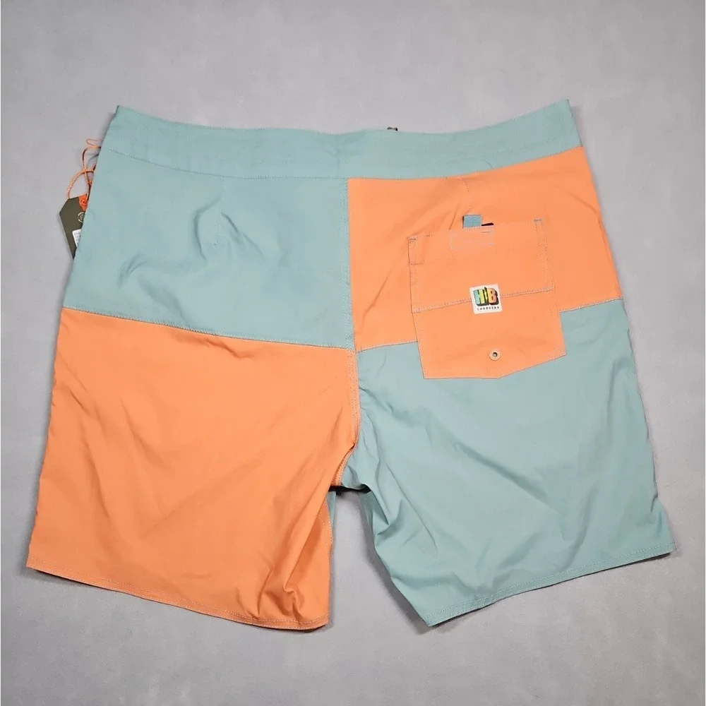 Howler Brothers Mens Orange Blue Color Block Board Shorts Size 38 NWT